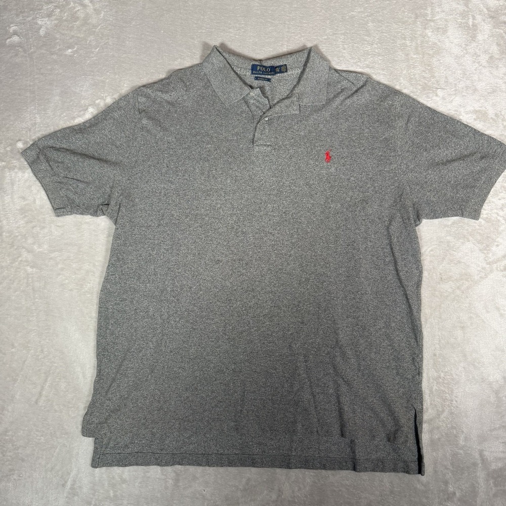 Polo Ralph Lauren Classic Fit Polo Shirt Short Sleeve Gray Mens XXL  Red Pony